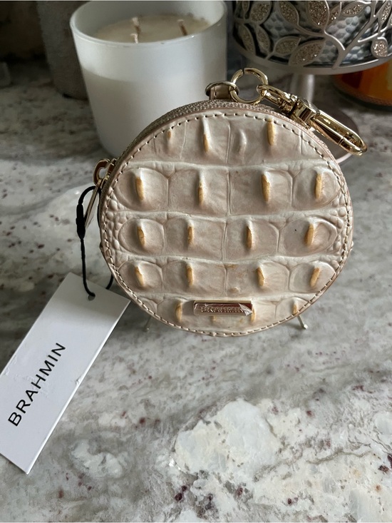 Brahmin Handbags - Brahmin Metallic cream w gold Croc-Embossed Round Coin Purse Keychain